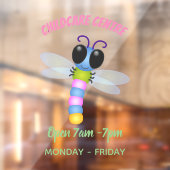 Cute blue en roze dragonfly cartoon illustratie raamsticker (Vel 2)