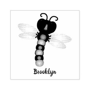 Cute blue en roze dragonfly cartoon illustratie rubberstempel