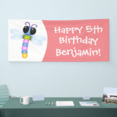 Cute blue en roze dragonfly cartoon illustratie spandoek (Beurs)