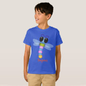 Cute blue en roze dragonfly cartoon illustratie t-shirt (Voorkant volledig)