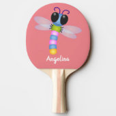 Cute blue en roze dragonfly cartoon illustratie tafeltennisbatje (Achterkant)
