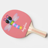Cute blue en roze dragonfly cartoon illustratie tafeltennisbatje (Zijkant)