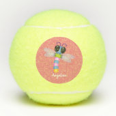Cute blue en roze dragonfly cartoon illustratie tennisballen (Voorkant)