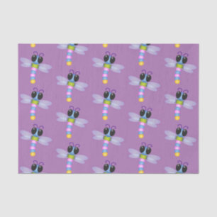 Cute blue en roze dragonfly cartoon illustratie tissuepapier