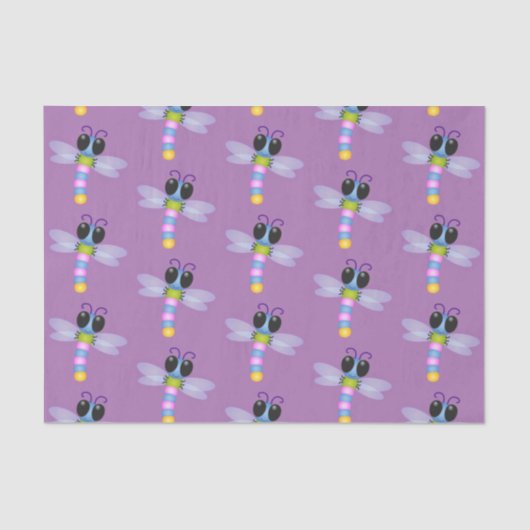 Cute blue en roze dragonfly cartoon illustratie tissuepapier (Voorkant)