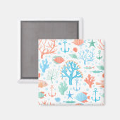 Cute Blue en Roze Nautical Magnet (Voorkant / Achterkant)