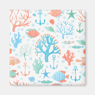 Cute Blue en Roze Nautical Magnet
