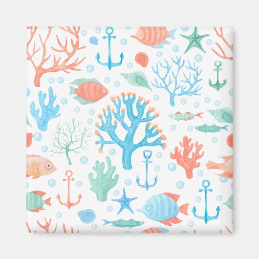 Cute Blue en Roze Nautical Magnet (Voorkant)