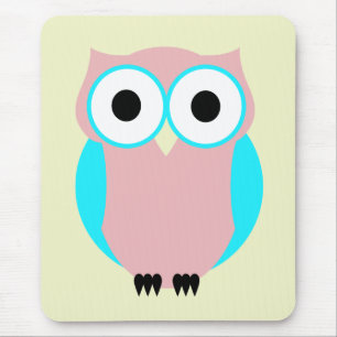 Cute Blue en roze Owl Mousepad Muismat