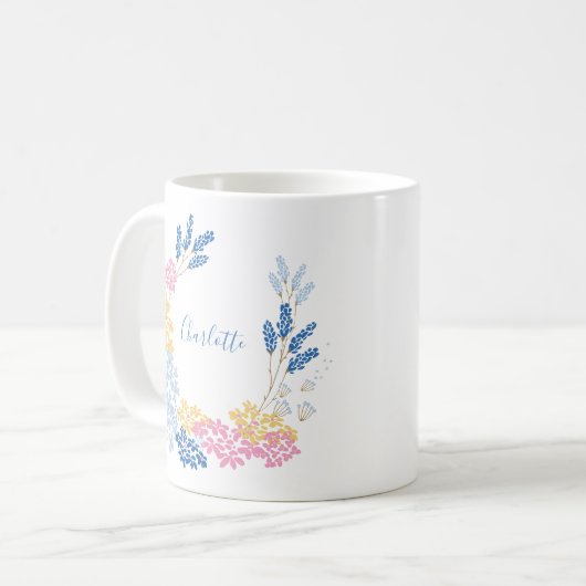 Cute Blue en Roze ventilator, speciaal aangepast Koffiemok (Voorkant links)