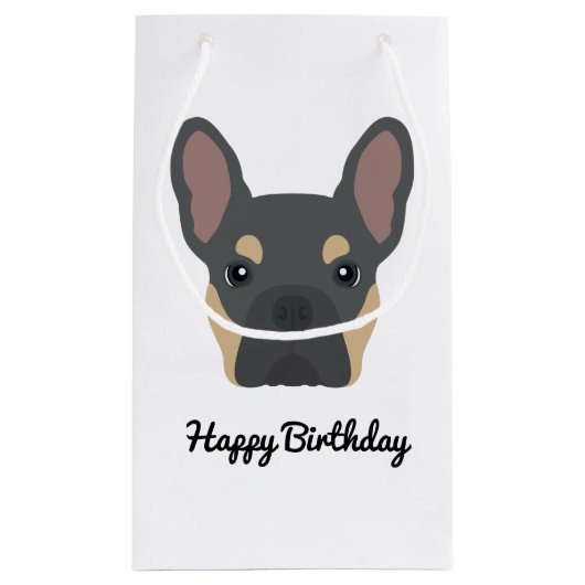 Cute Blue en Tan French Bulldog Birthday Klein Cadeauzakje (Achterkant)