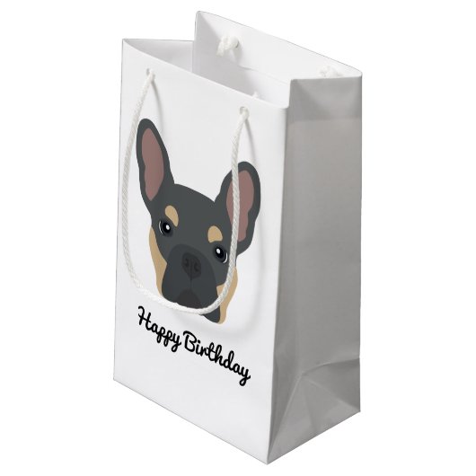 Cute Blue en Tan French Bulldog Birthday Klein Cadeauzakje (Achterkant Gekanteld)