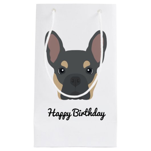 Cute Blue en Tan French Bulldog Birthday Klein Cadeauzakje (Voorkant)