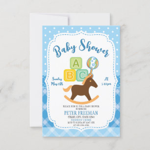Cute Blue en White Boy Toys Baby shower Kaart