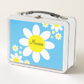 Cute Blue en White Daisies Floral Custom Name (Voorkant)