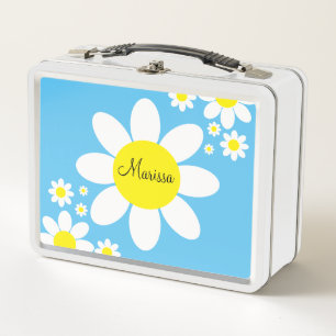 Cute Blue en White Daisies Floral Custom Name
