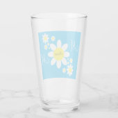 Cute Blue en White Daisies Floral Custom Name Glas (Achterkant)
