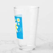 Cute Blue en White Daisies Floral Custom Name Glas (Links)