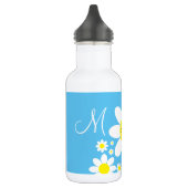 Cute Blue en White Daisies Floral Custom Name Waterfles (Links)