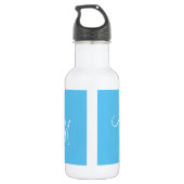 Cute Blue en White Daisies Floral Custom Name Waterfles (Achterkant)