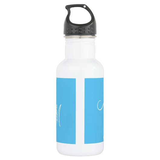 Cute Blue en White Daisies Floral Custom Name Waterfles (Achterkant)