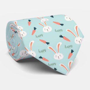 Cute Blue en White Rabbit Bunny Pattern Stropdas