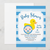 Cute Blue en White Rubber Duck Boy Baby shower Kaart (Voorkant / Achterkant)