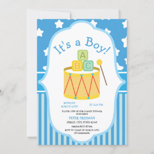 Cute Blue en White Toys Boy Baby shower Kaart