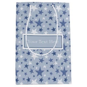 Cute Blue en White Winter Stars Medium Cadeauzakje