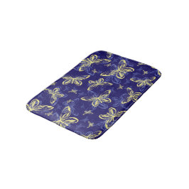 Cute Blue en Yellow Butterfly Illustrated Pattern Badmat