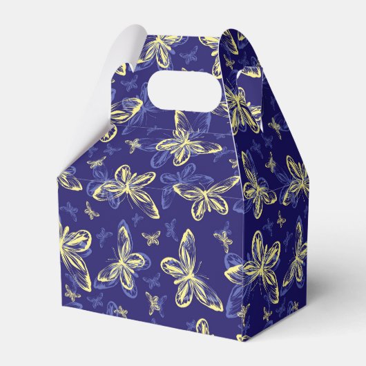 Cute Blue en Yellow Butterfly Illustrated Pattern Bedankdoosjes (Achterkant)