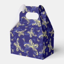 Cute Blue en Yellow Butterfly Illustrated Pattern Bedankdoosjes