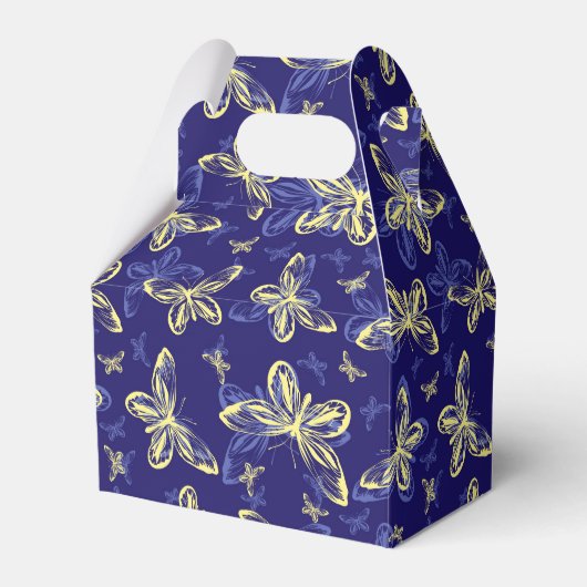 Cute Blue en Yellow Butterfly Illustrated Pattern Bedankdoosjes (Voorkant Zijde)