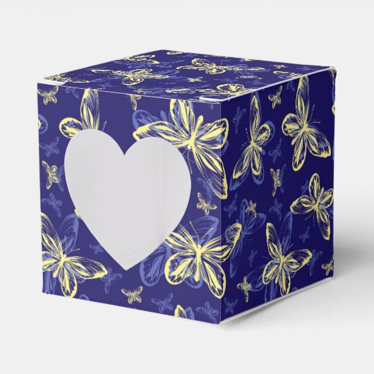 Cute Blue en Yellow Butterfly Illustrated Pattern Bedankdoosjes (Voorkant Zijde)