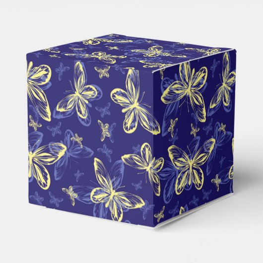 Cute Blue en Yellow Butterfly Illustrated Pattern Bedankdoosjes (Achterkant)