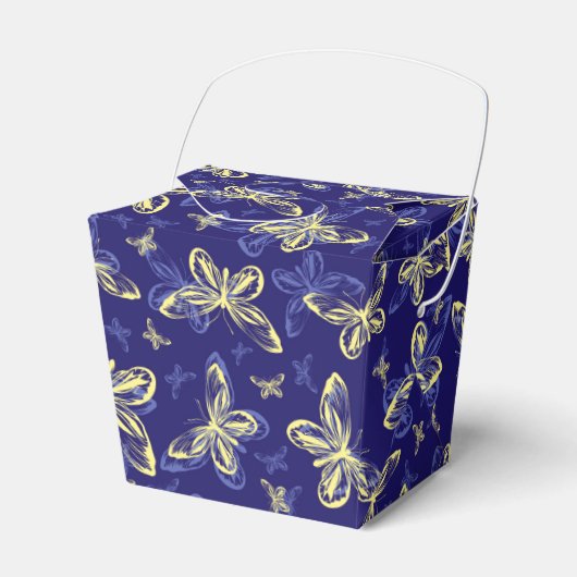 Cute Blue en Yellow Butterfly Illustrated Pattern Bedankdoosjes (Voorkant Zijde)