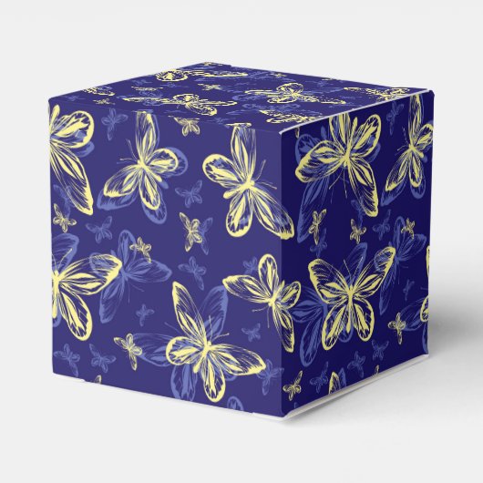 Cute Blue en Yellow Butterfly Illustrated Pattern Bedankdoosjes (Achterkant)