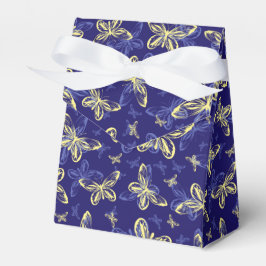 Cute Blue en Yellow Butterfly Illustrated Pattern Bedankdoosjes
