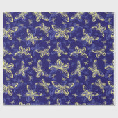 Cute Blue en Yellow Butterfly Illustrated Pattern Cadeaupapier (Vlak)