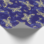 Cute Blue en Yellow Butterfly Illustrated Pattern Cadeaupapier (Hoek)