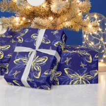 Cute Blue en Yellow Butterfly Illustrated Pattern