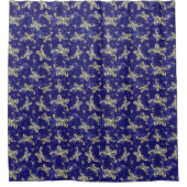 Cute Blue en Yellow Butterfly Illustrated Pattern Douchegordijn (Voorkant)