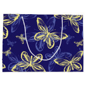 Cute Blue en Yellow Butterfly Illustrated Pattern Groot Cadeauzakje (Achterkant)