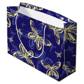 Cute Blue en Yellow Butterfly Illustrated Pattern Groot Cadeauzakje (Achterkant Gekanteld)