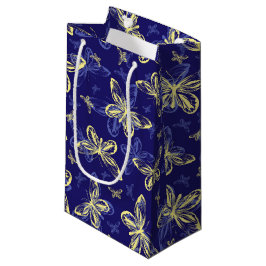 Cute Blue en Yellow Butterfly Illustrated Pattern Klein Cadeauzakje