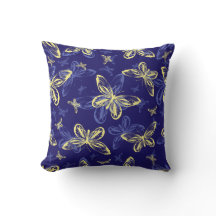 Cute Blue en Yellow Butterfly Illustrated Pattern