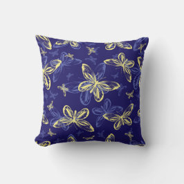 Cute Blue en Yellow Butterfly Illustrated Pattern Kussen