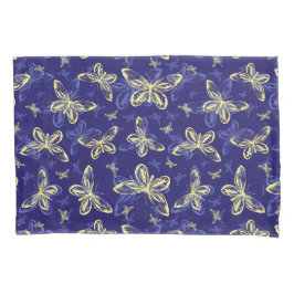 Cute Blue en Yellow Butterfly Illustrated Pattern Kussensloop