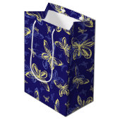 Cute Blue en Yellow Butterfly Illustrated Pattern Medium Cadeauzakje (Voorkant Gekanteld)