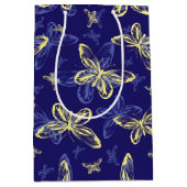 Cute Blue en Yellow Butterfly Illustrated Pattern Medium Cadeauzakje (Voorkant)